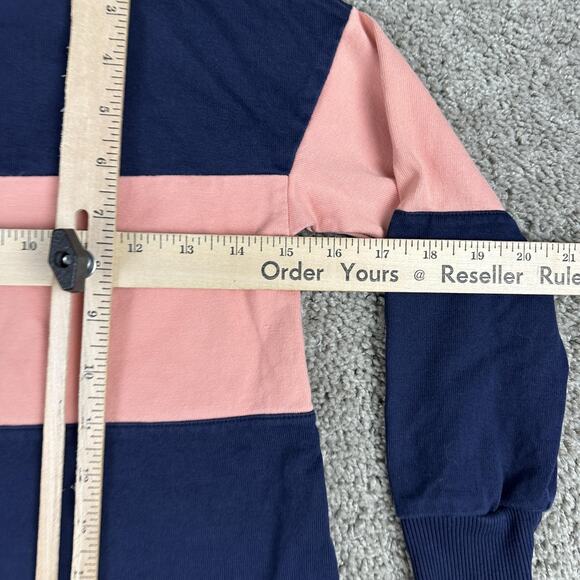 Lacoste Rugby Shirt Dress Youth Girls 8 Navy Pink Colorblock Long Sleeve Cotton - Picture 10 of 11